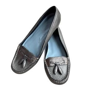 Talbots leather flats loafers US 6.5M casual shoes gold metallic classic tassels